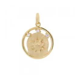 Medalla Eguzkilore Plata Dorada y Circonitas 20mm