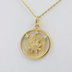 Medalla Eguzkilore Plata Dorada y Circonitas 20mm