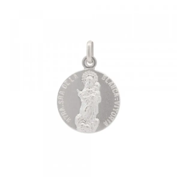 Medalla Mini Virgen Blanca Plata 17mm