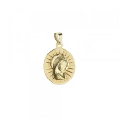 Medalla Ovalada Virgen Niña Oro 18mm