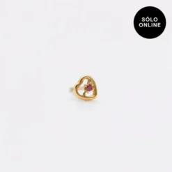 Mini Trepador Corazón Oro y Circonita Rosa