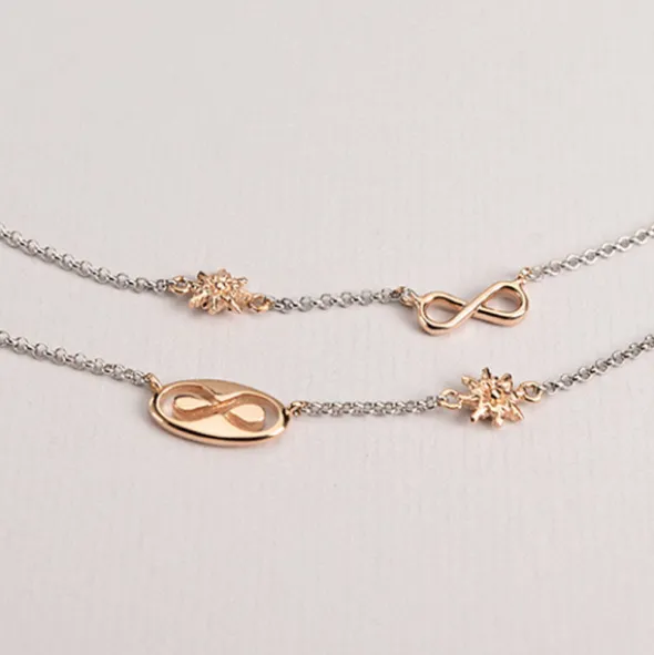 Pack Madre e Hija Gargantilla Infinito Eguzkilore de Plata Rosa