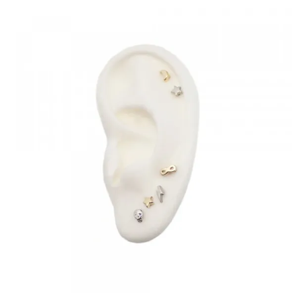 Pack Piercings Media Luna Plata 4 Uds