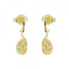 Pendientes Almendra Plata Dorada y Circonitas Multicolor