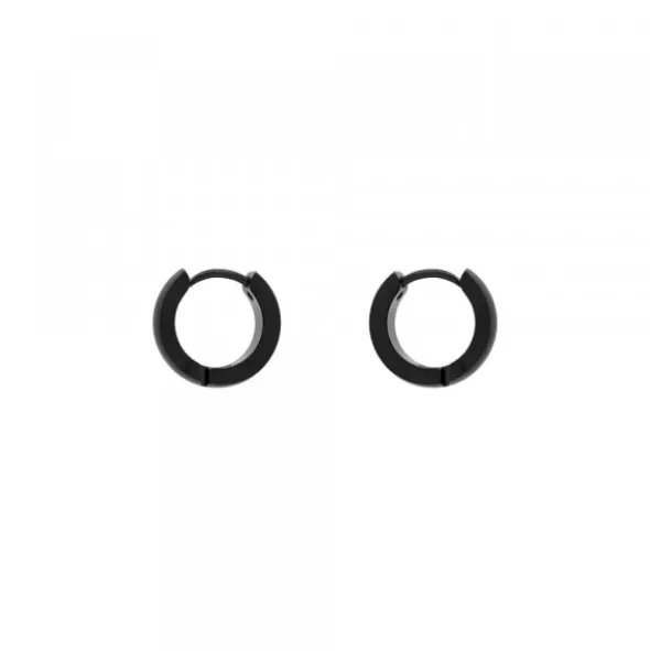 Pendientes Aro Acero Negro Fino 13mm