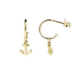 Pendientes Aro Ancla de plata dorada