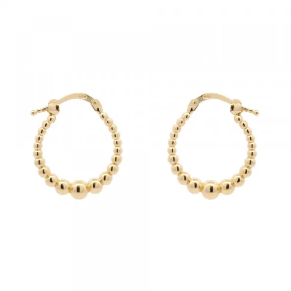 Pendientes Aro Bolitas Plata Dorada 15mm