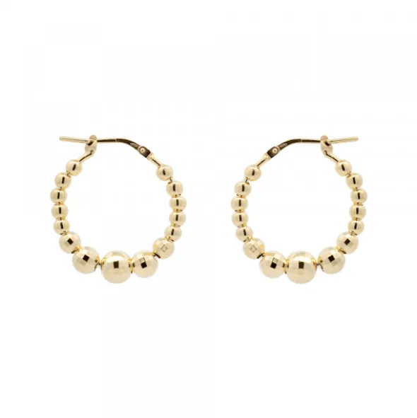 Pendientes Aro Bolitas Plata Dorada 20mm