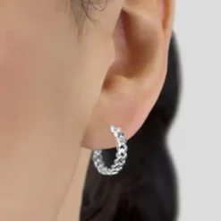 Pendientes Aro Chain Plata 22mm