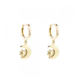 Pendientes Aro Cripa Luna Plata Dorada 11mm