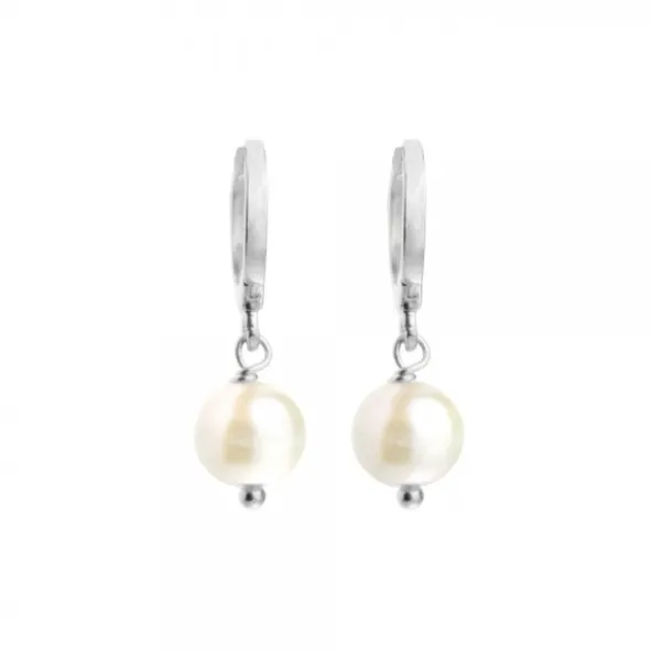 Pendientes Aro Cripa Plata y Perla 12mm
