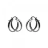 Pendientes Aro Doble de Plata Negra 16mm