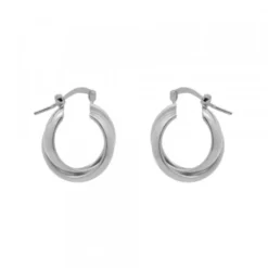 Pendientes Aro Doble Entrelazados Plata 15mm
