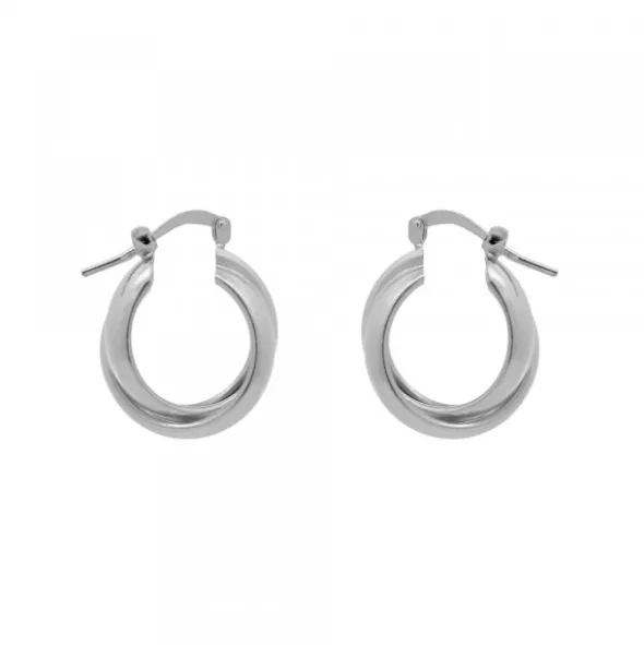 Pendientes Aro Doble Entrelazados Plata 15mm
