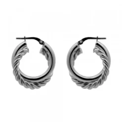 Pendientes Aro Doble Entrelazados en Rutenio 20mm