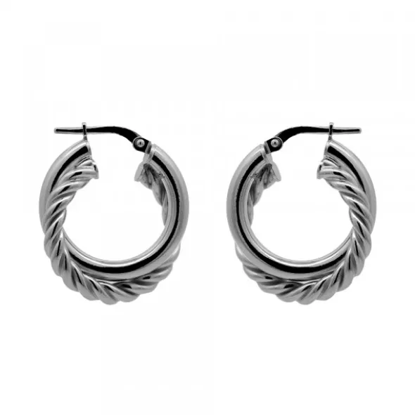 Pendientes Aro Doble Entrelazados en Rutenio 20mm