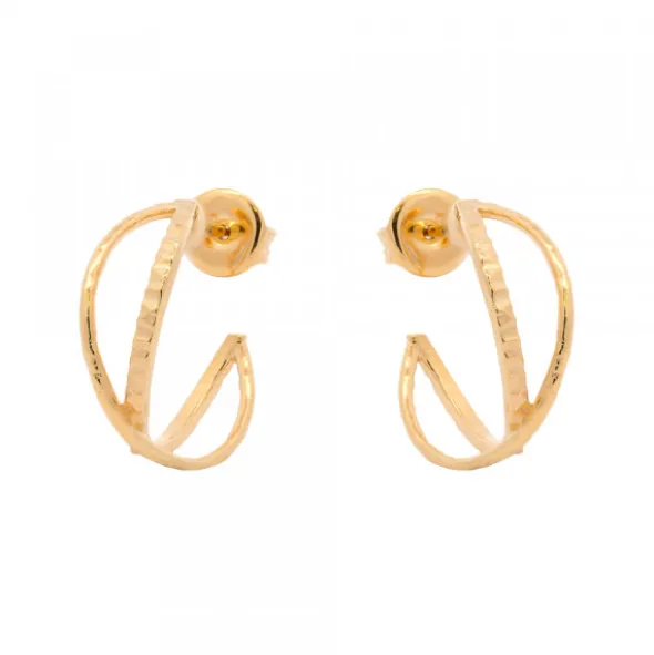 Pendientes Aro Doble Plata Dorada 20mm
