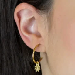 Pendientes Aro Eguzkilore Plata Dorada 20mm