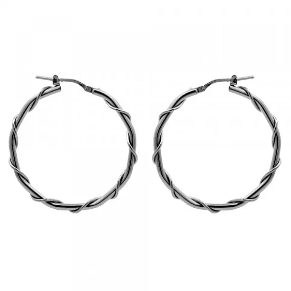 Pendientes Aro Enredado en Plata Negra 33mm