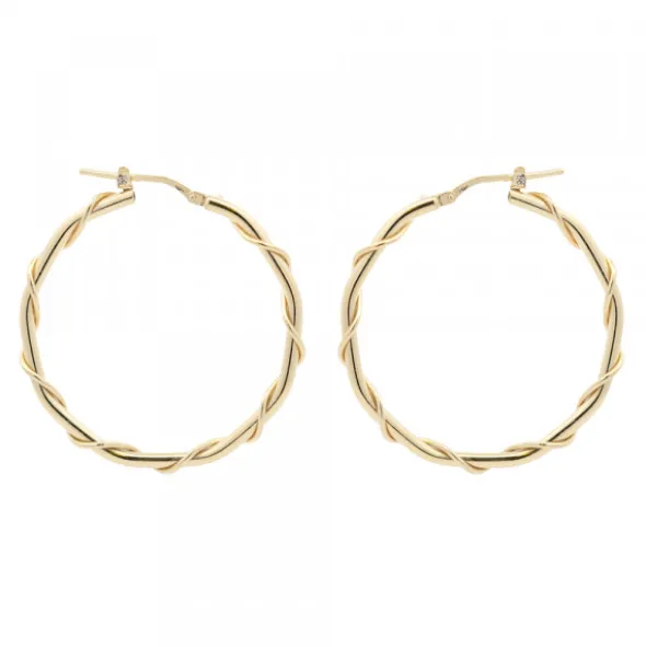 Pendientes Aro Enredado Plata Dorada 33mm