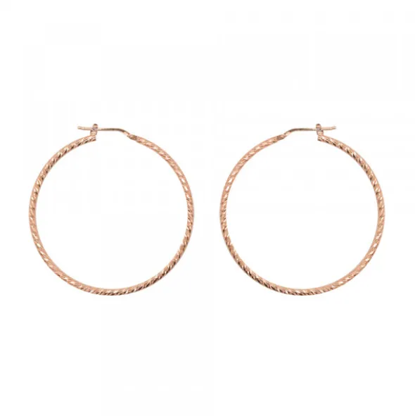 Pendientes Aro Entorchado Plata Rosa 45mm