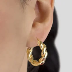 Pendientes Aro Gallonado Plata Dorada 20mm