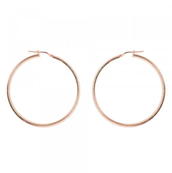 Pendientes Aro Grande Plata Rosa 50mm