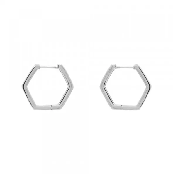 Pendientes Aro Hexagonal de Plata