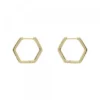 Pendientes Aro Hexagonal de Plata Dorada