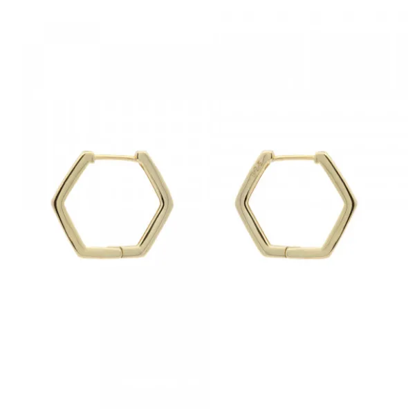 Pendientes Aro Hexagonal de Plata Dorada