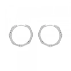 Pendientes Aro Hexagonal Plata y Circonitas 19mm