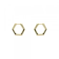 Pendientes Aro Hexagon de Plata Dorada