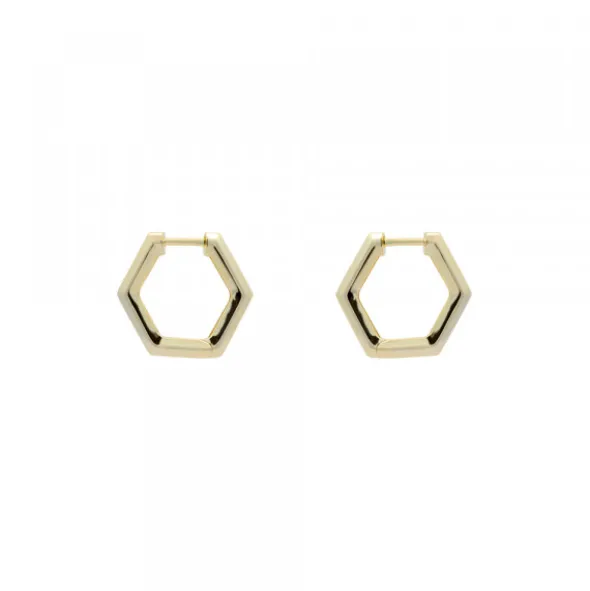 Pendientes Aro Hexagon de Plata Dorada