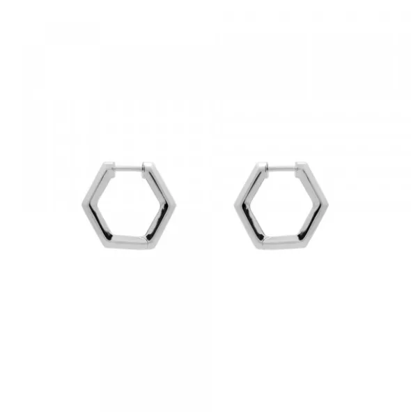 Pendientes Aro Hexagon de Plata