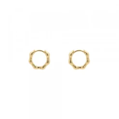 Pendientes Aro Mini Bambú de Plata Dorada