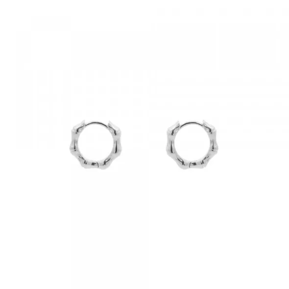 Pendientes Aro Mini Bambú de Plata
