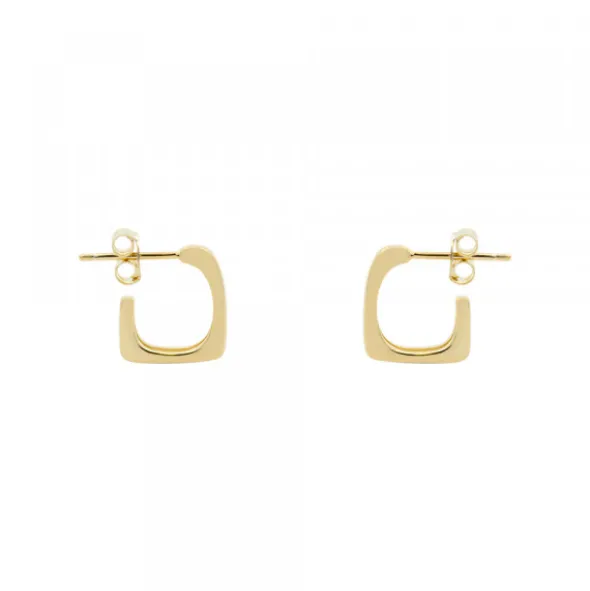 Pendientes Aro Mini Cuadrado Plata Dorada 12mmm