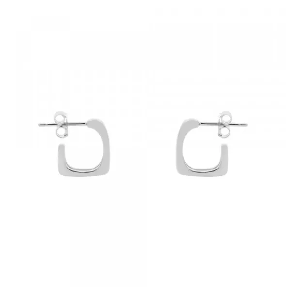 Pendientes Aro Mini Cuadrado Plata 12mm