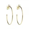 Pendientes Aro Plata Dorada y Circonita 30mm