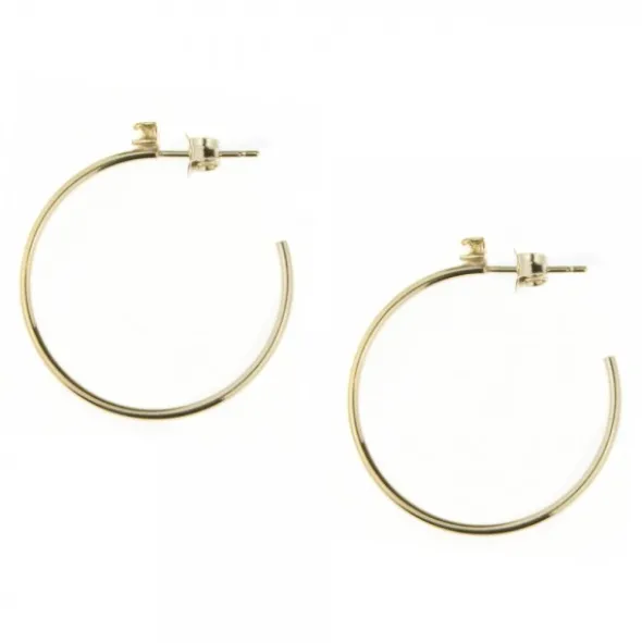 Pendientes Aro Plata Dorada y Circonita 30mm