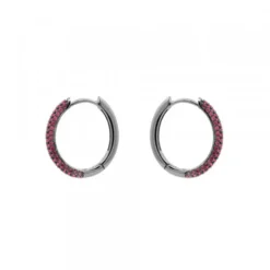 Pendientes Aro Plata Negra y Circonitas Rosas