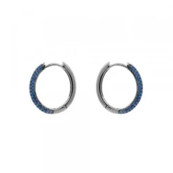Pendientes Aro Plata Negra y Circonitas Azules