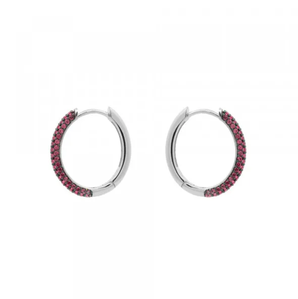 Pendientes Aro Plata y Circonitas Rosas