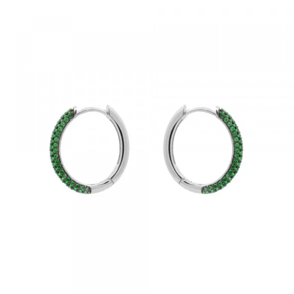 Pendientes Aro Plata y Circonitas Verdes