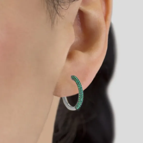Pendientes Aro Plata y Circonitas Verdes