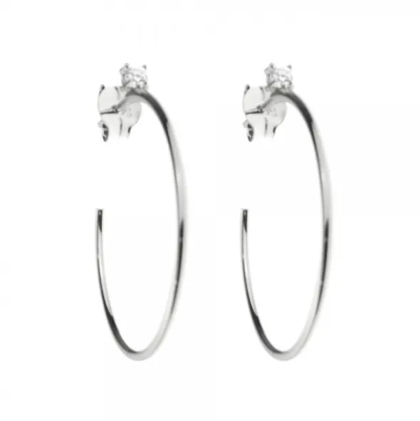 Pendientes Aro Plata y Circonita 30mm