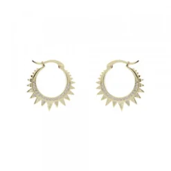 Pendientes Aro Punk Plata Dorada y Circonitas 15mm