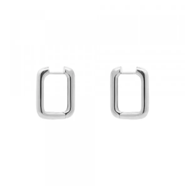 Pendientes Aro Rectangular Plata 18mm