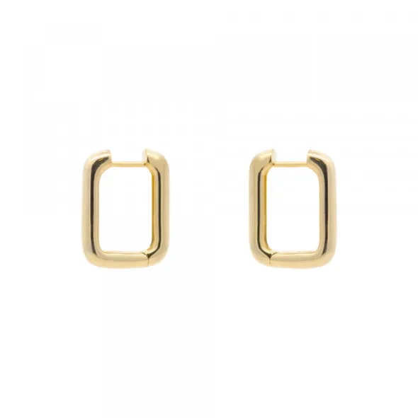 Pendientes Aro Rectangular Plata Dorada 18mm