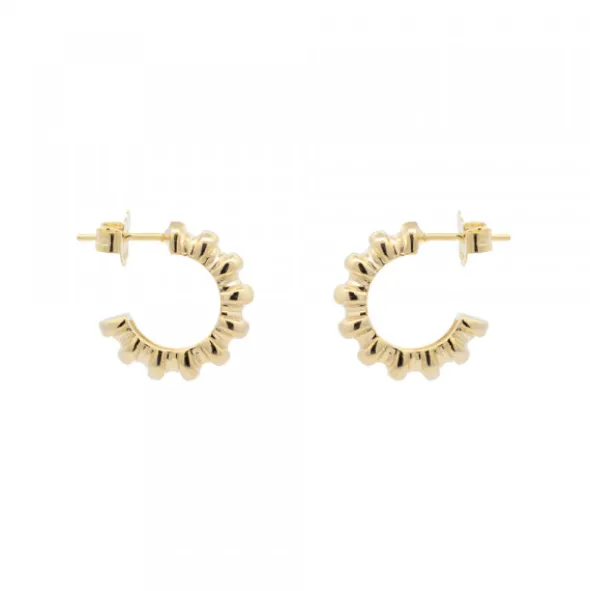 Pendientes Aro Relieve Plata Dorada 12mm